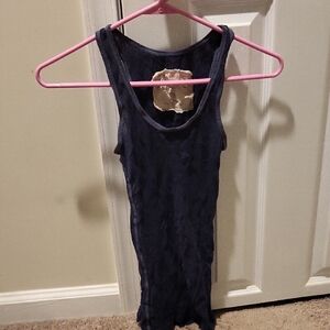 Abercrombie & Fitch Navy Ribbed Scoop Tank